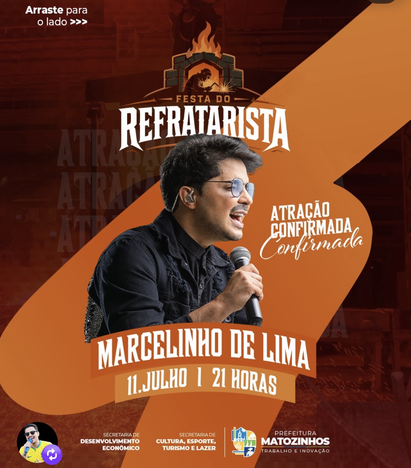 Marcelinho de Lima é atração principal da 1ª Festa do Refratarista em Matozinhos