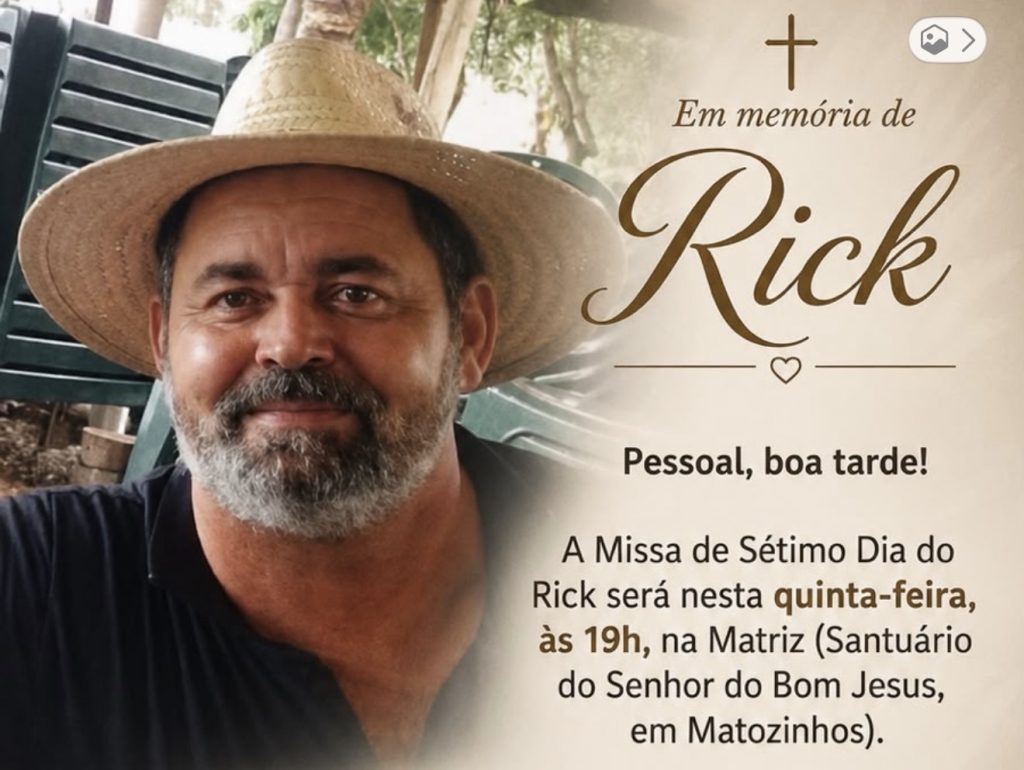 Missa de Sétimo Dia de Rick será celebrada nesta quinta-feira em Matozinhos com campanha solidária