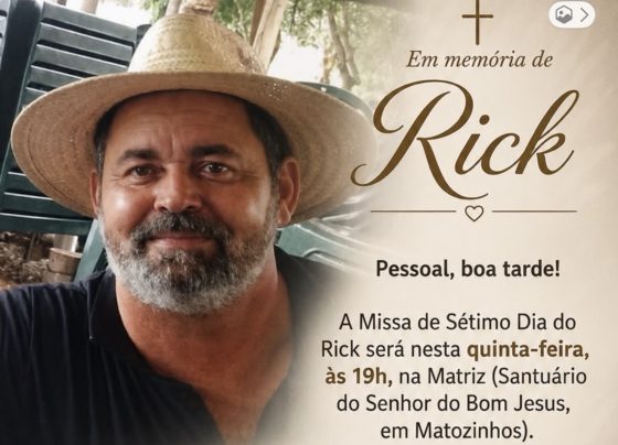 Missa de Sétimo Dia de Rick será celebrada nesta quinta-feira em Matozinhos com campanha solidária