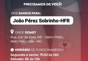 Van sairá de Matozinhos para doação de sangue para João Perez nesta terça-feira